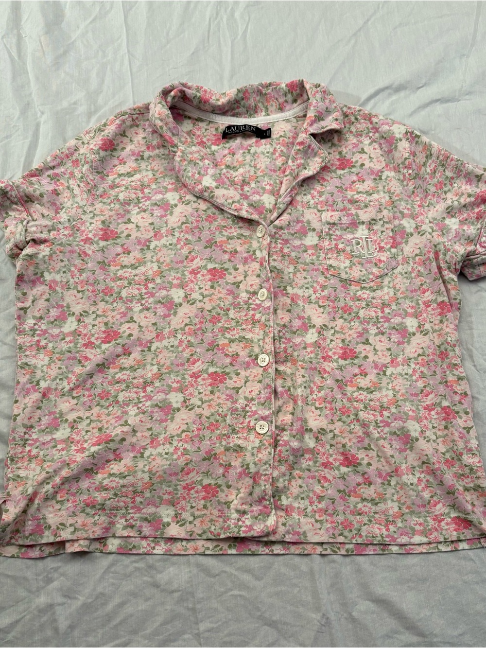 Lauren Ralph Lauren Women’s L Floral Pajama Sleep Shirt Button Front
